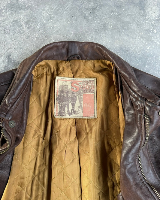 1980's VINTAGE LEATHER BROWN JACKET