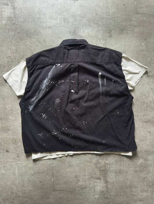 MARINE SLEVELESS CROP SHIRT