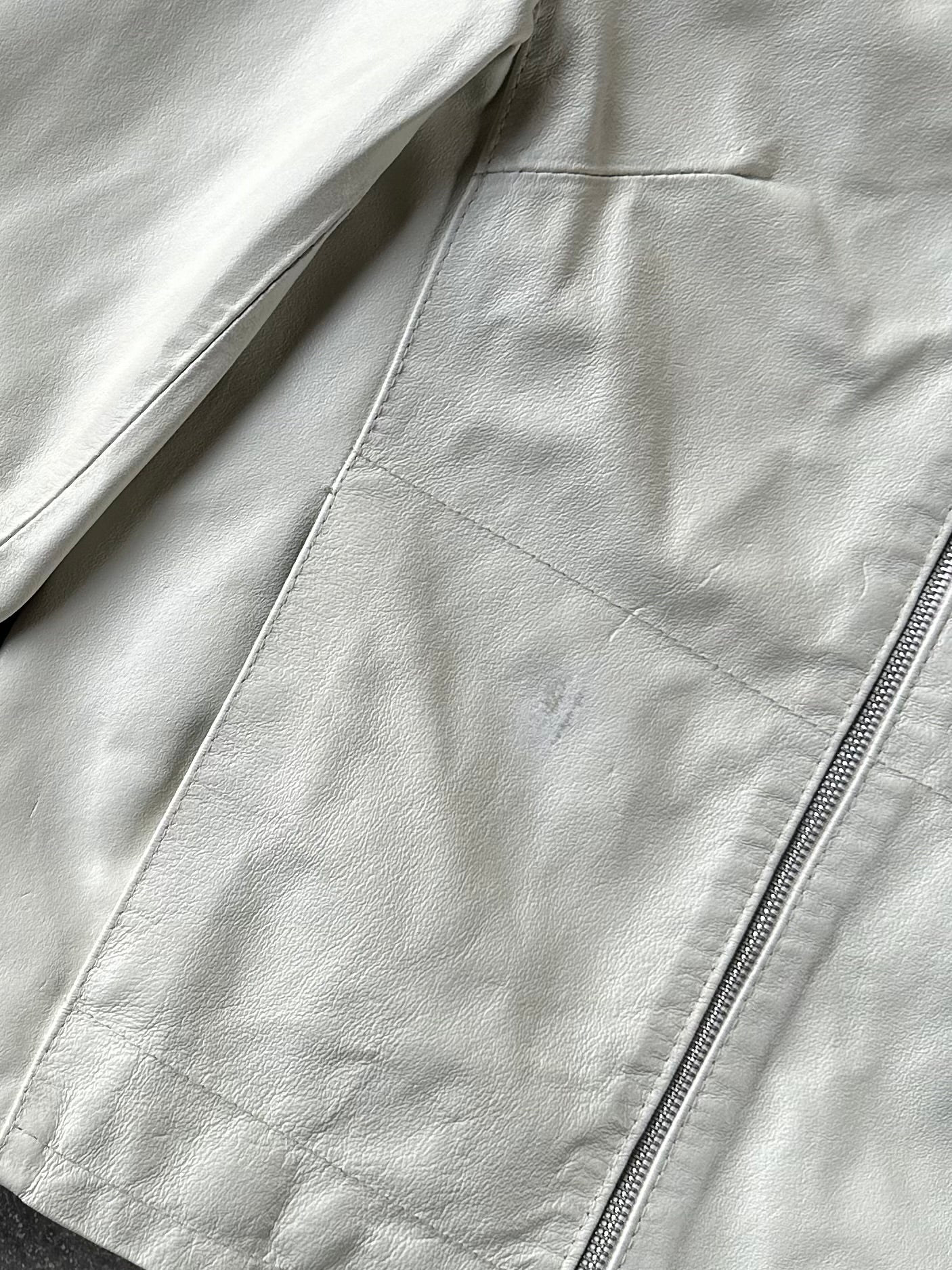 90s WHITE LEATHER JACKET CROP