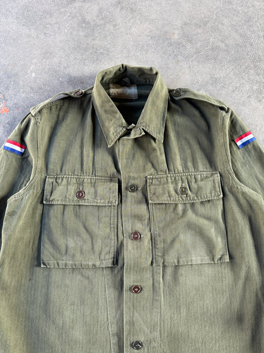 1970s DUTCH ARMY HBT UNIFORM SHIRT