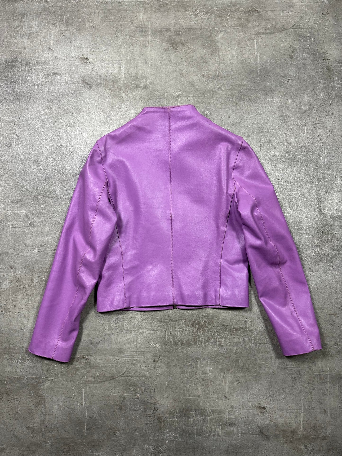 90s PINK LEATHER JACKET CROP