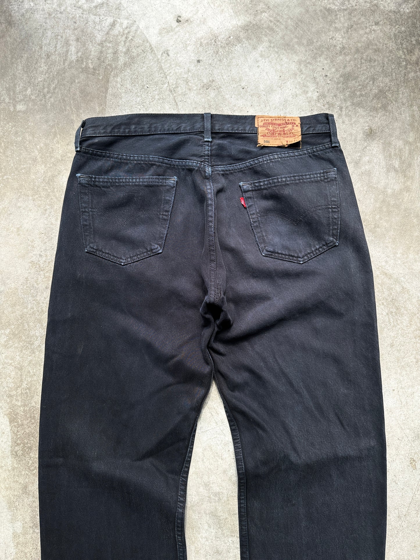 LEVIS 501 BLACK DENIM 36/36