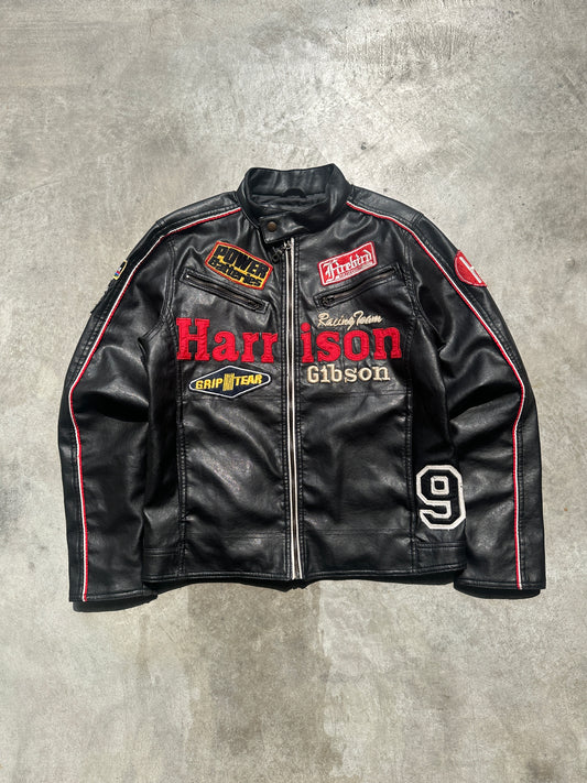 90's HARRISON GIBSON RACING LEATHER JACKET