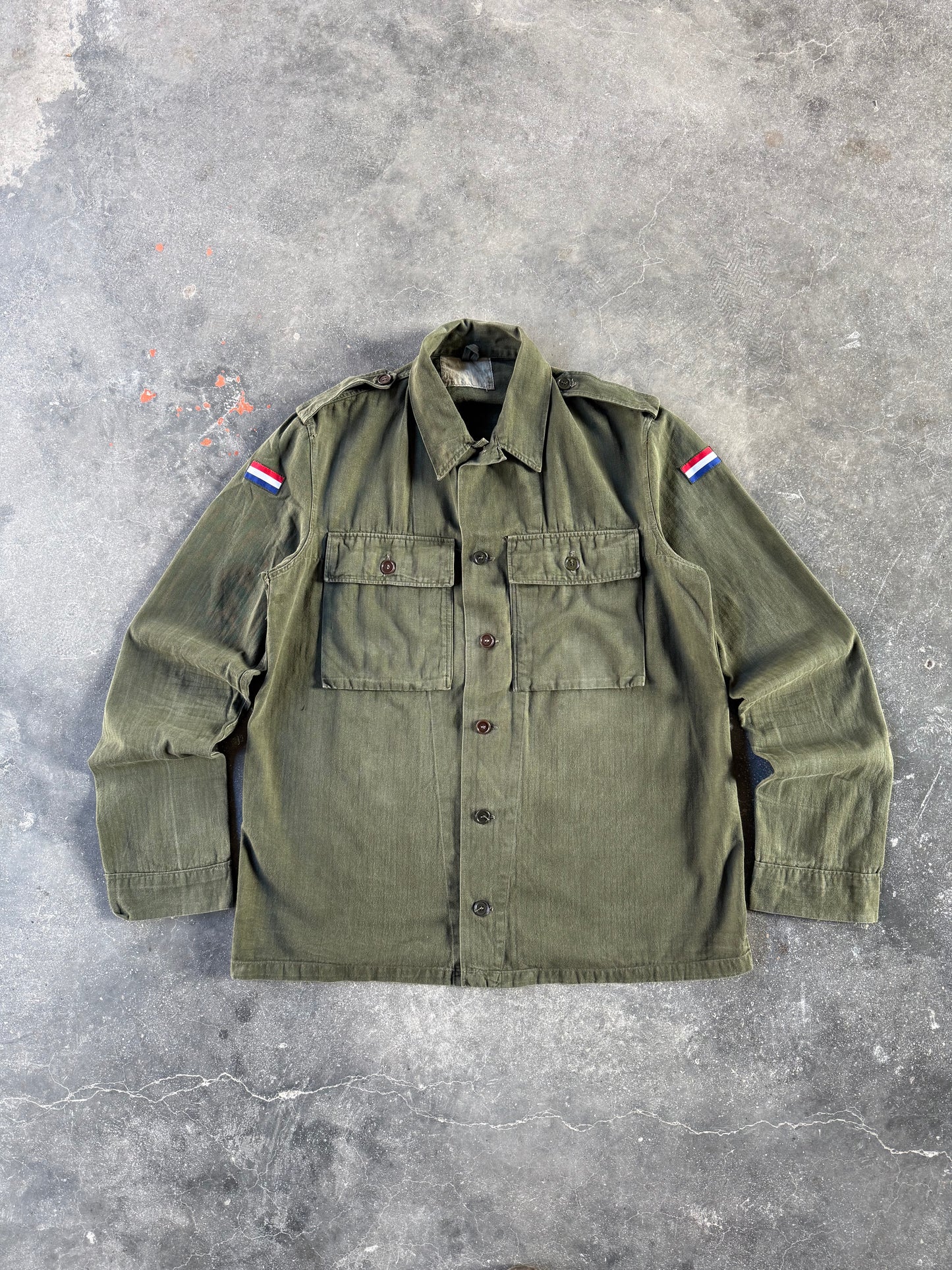 1970s DUTCH ARMY HBT UNIFORM SHIRT