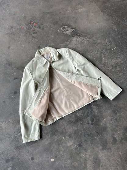 90s WHITE LEATHER JACKET CROP