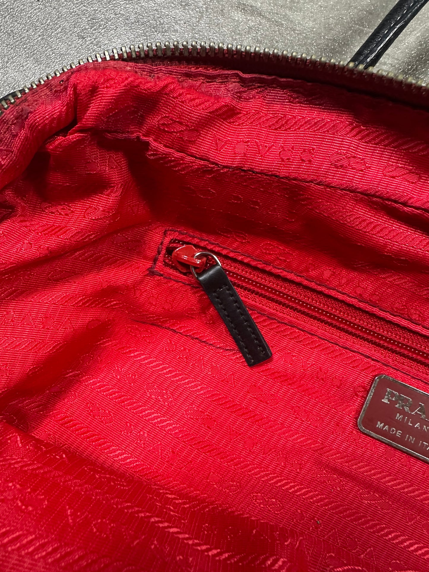1990s PRADA RED NYLON SHOULDER BAG