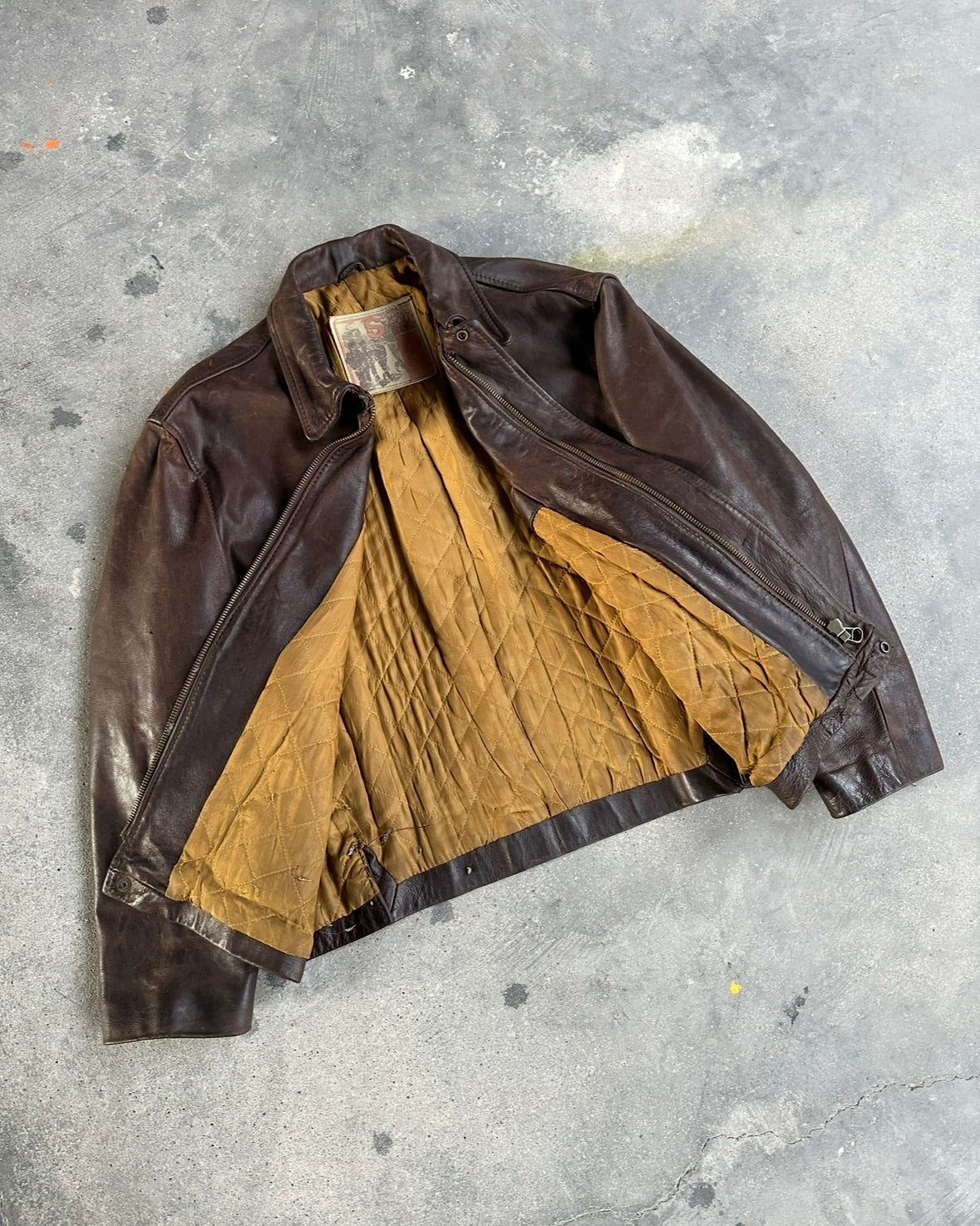 1980's VINTAGE LEATHER BROWN JACKET