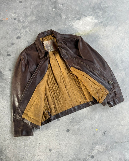 1980's VINTAGE LEATHER BROWN JACKET