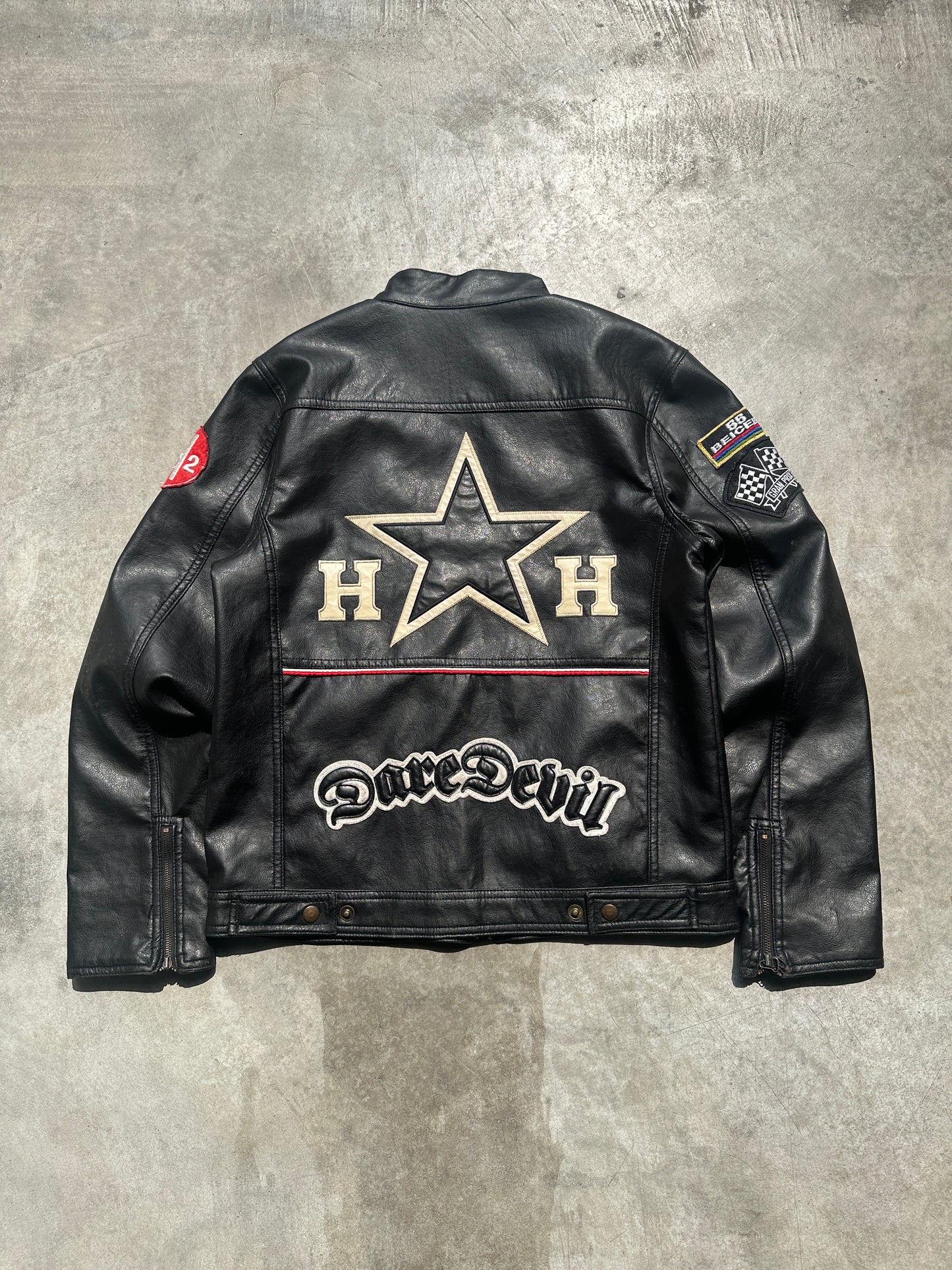 90's HARRISON GIBSON RACING LEATHER JACKET