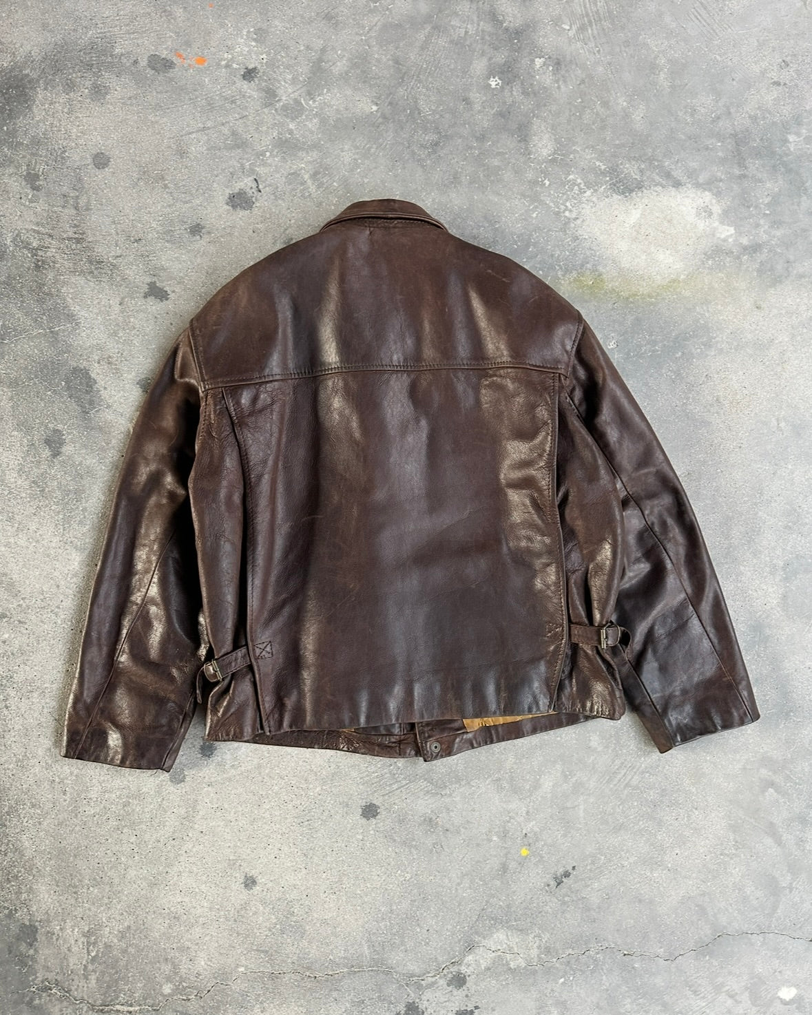 1980's VINTAGE LEATHER BROWN JACKET