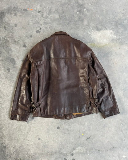 1980's VINTAGE LEATHER BROWN JACKET
