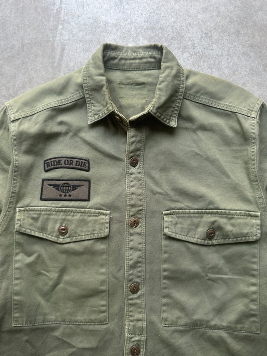 VINTAGE GREEN ARMY STYLE SHIRT