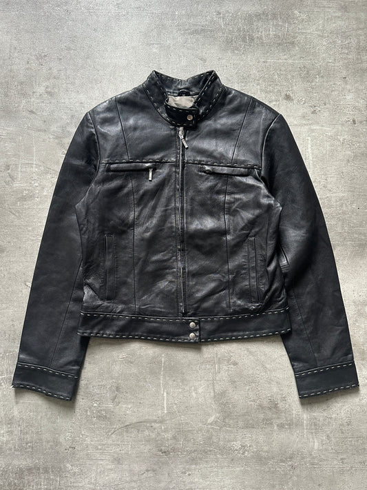 2000's STITCH LEATHER JACKET