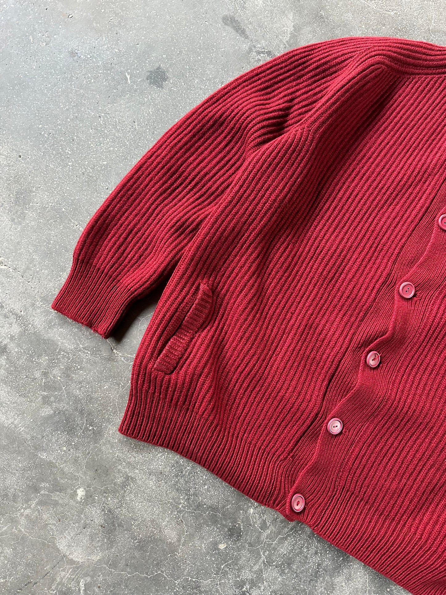 VINTAGE RED WOMAN SWEATER CARDIGAN