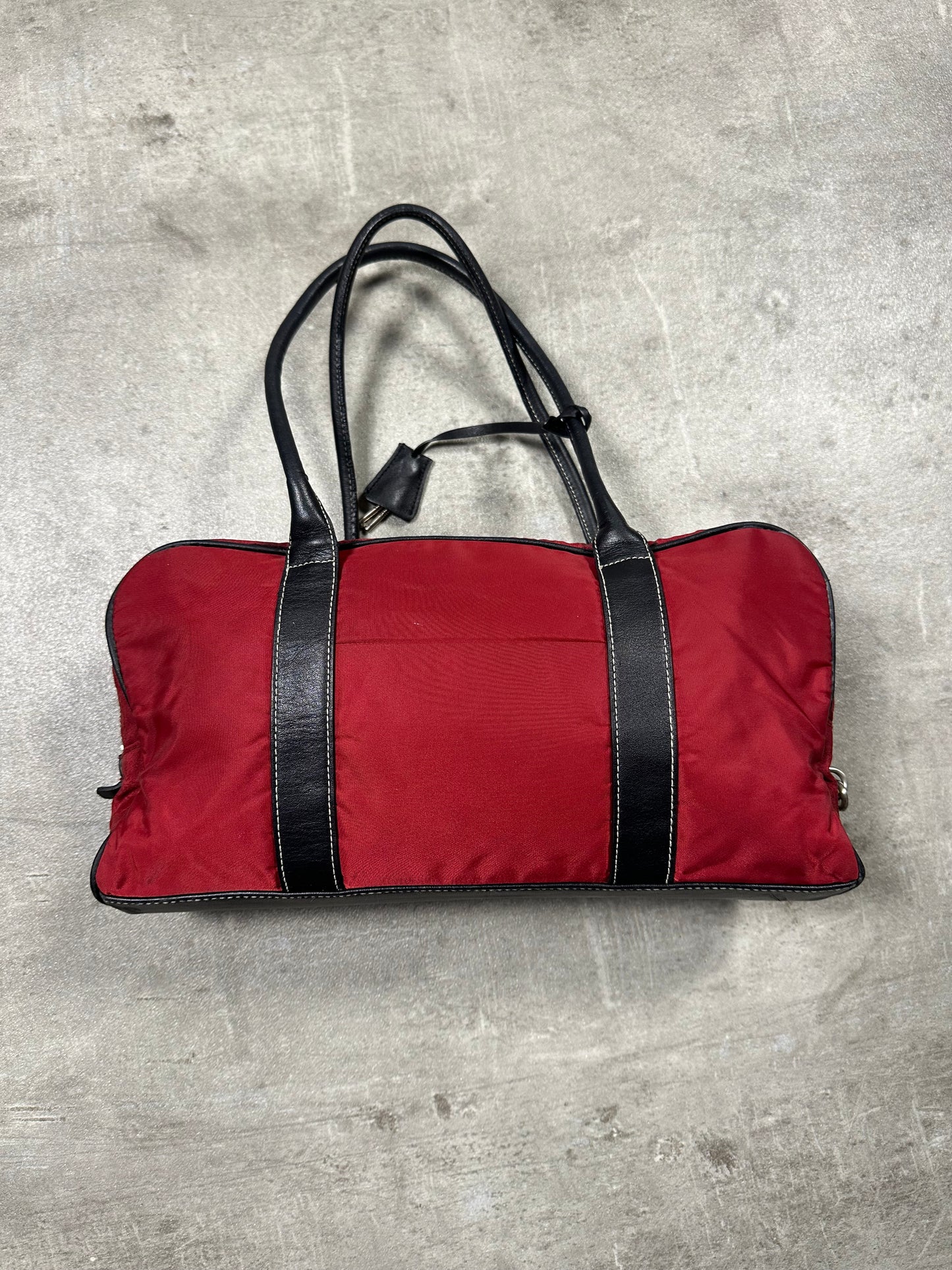 1990s PRADA RED NYLON SHOULDER BAG