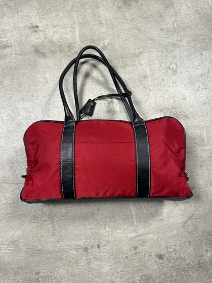 1990s PRADA RED NYLON SHOULDER BAG