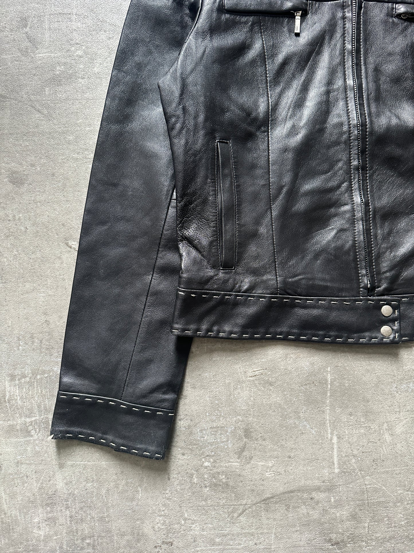2000's STITCH LEATHER JACKET