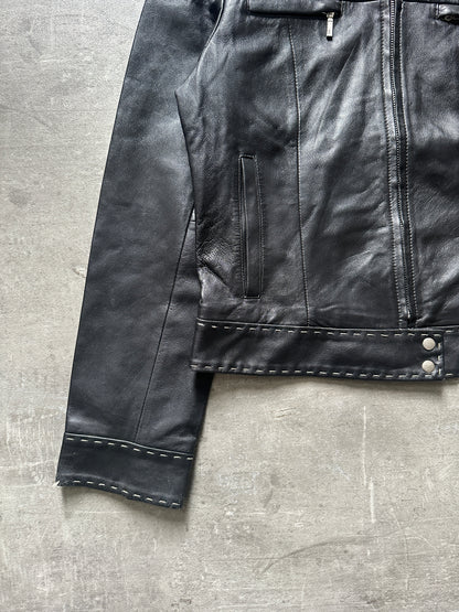 2000's STITCH LEATHER JACKET