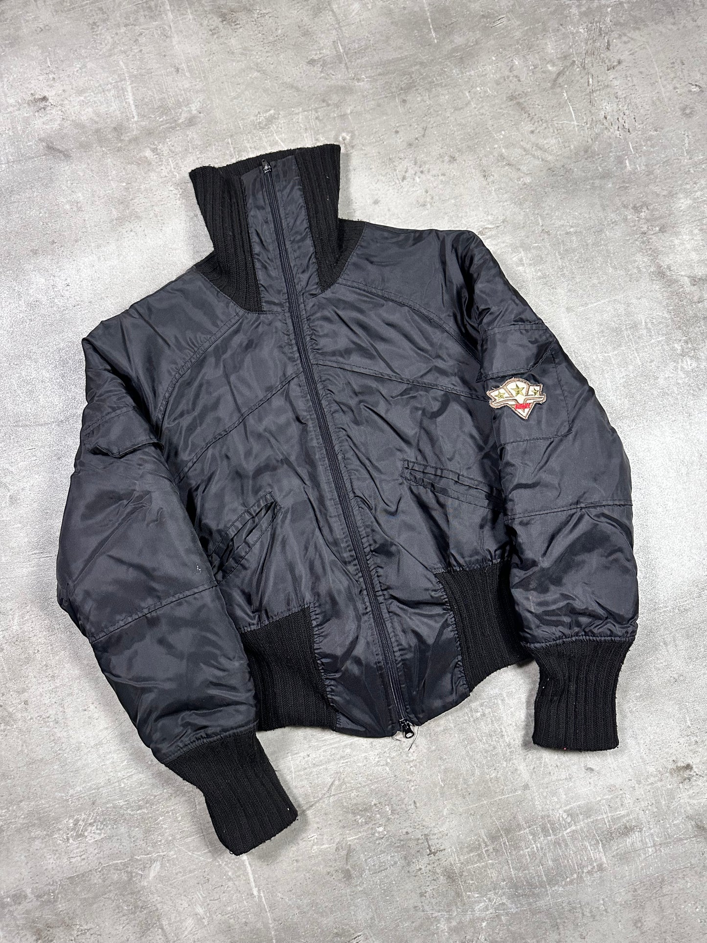 Y2K ARMY PATCH BOMBER JACKET