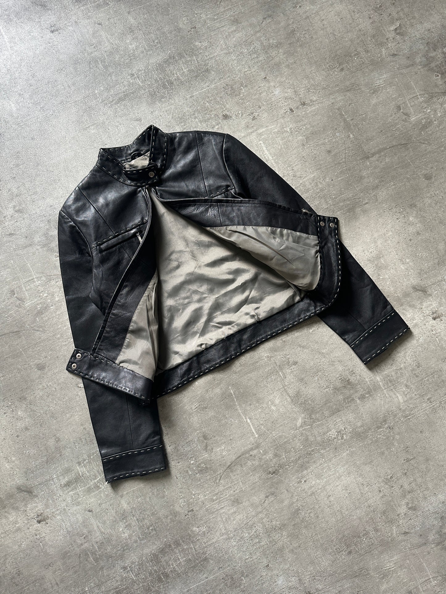 2000's STITCH LEATHER JACKET