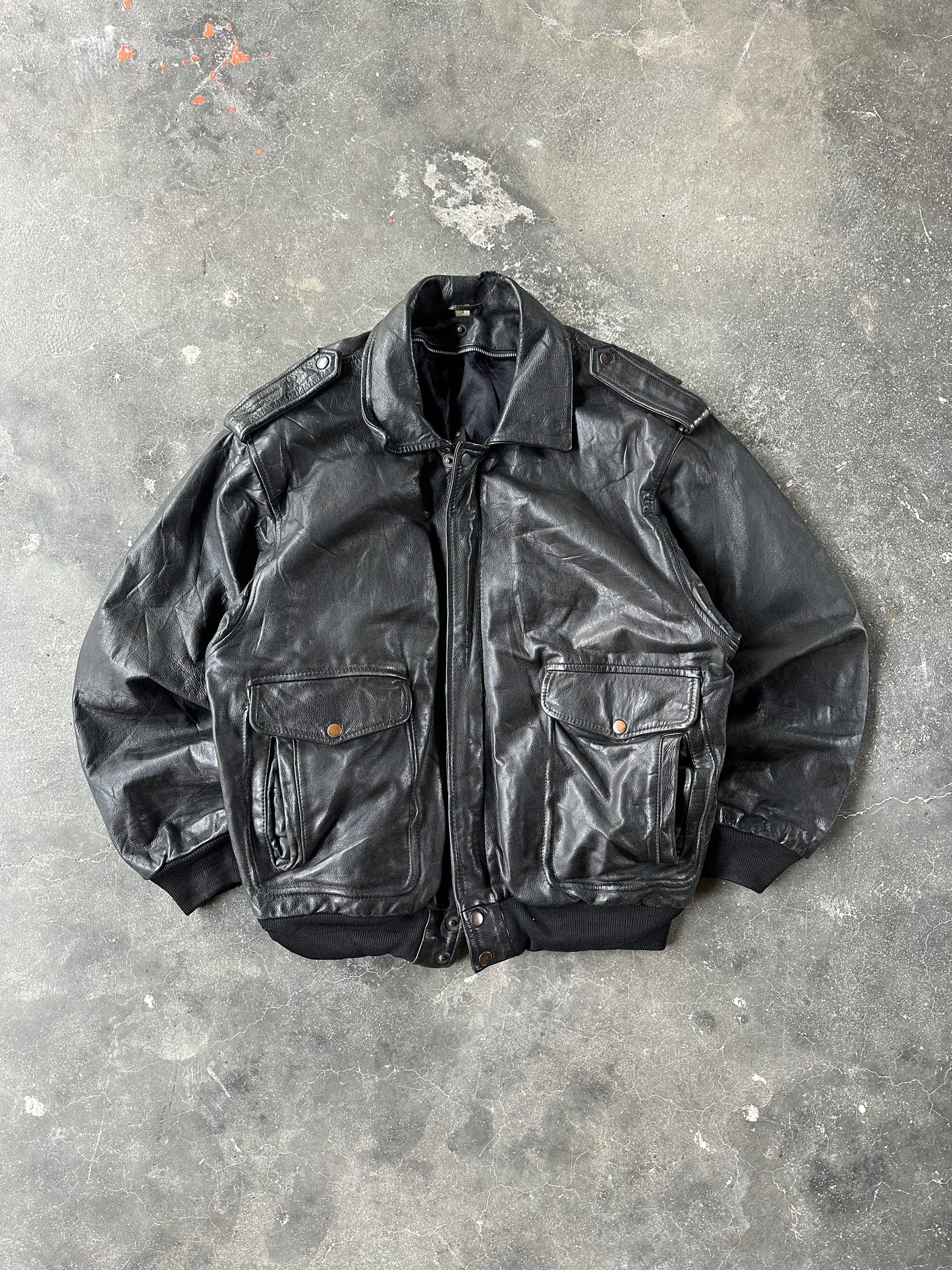 1980's VINTAGE LEATHER AVIATOR JACKET