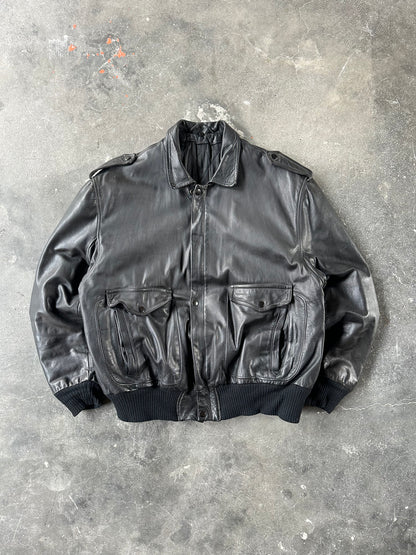 1980's VINTAGE LEATHER AVIATOR JACKET