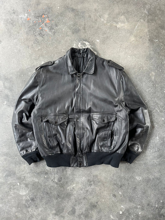1980's VINTAGE LEATHER AVIATOR JACKET