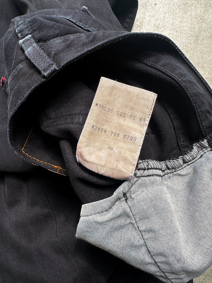 LEVIS 501 BLACK DENIM 36/36