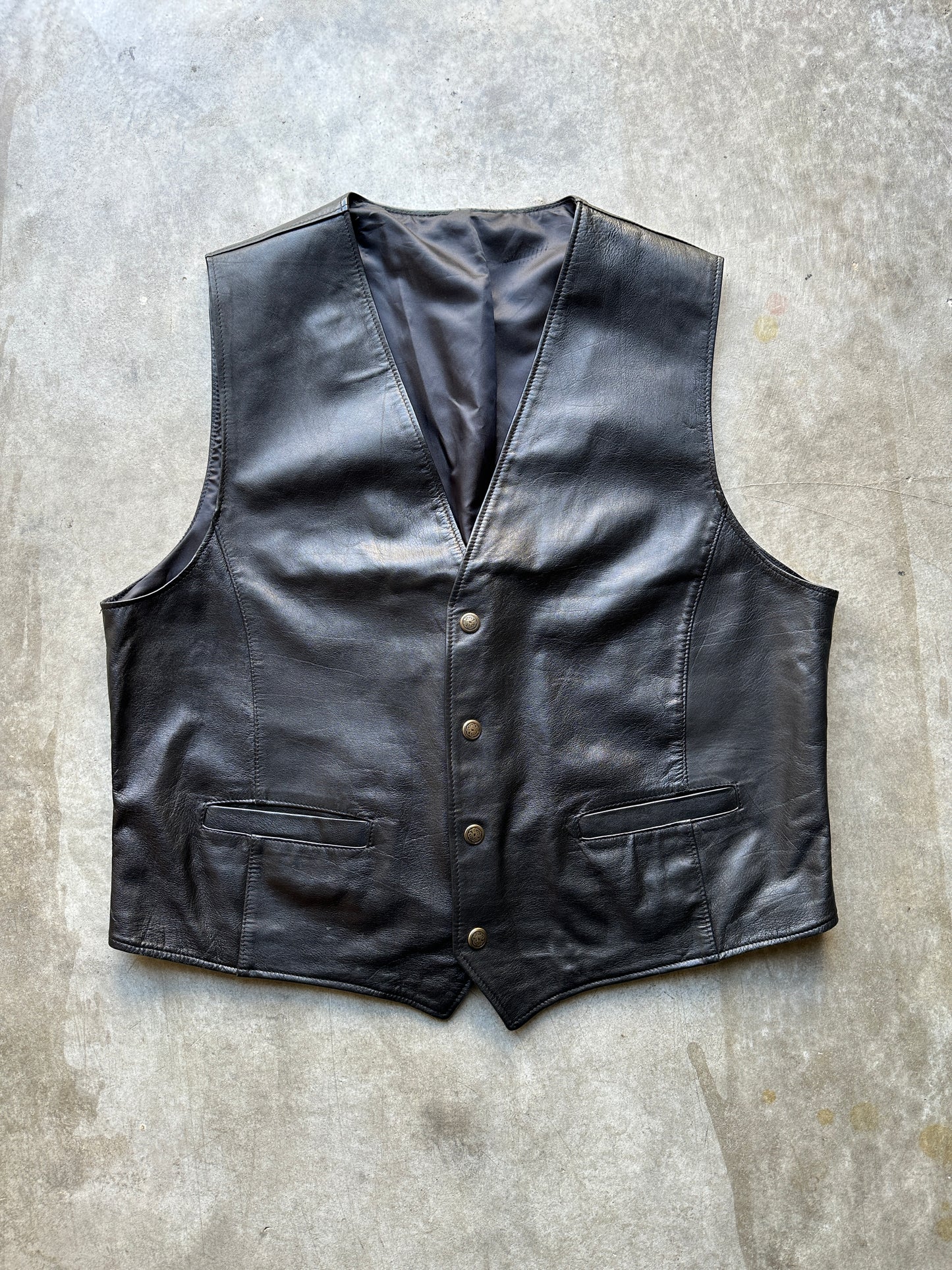 1990's BLACK LEATHER VEST