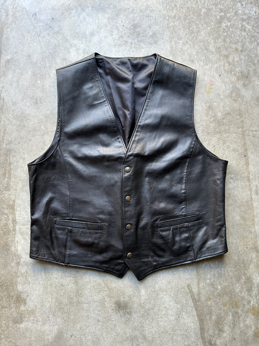 1990's BLACK LEATHER VEST