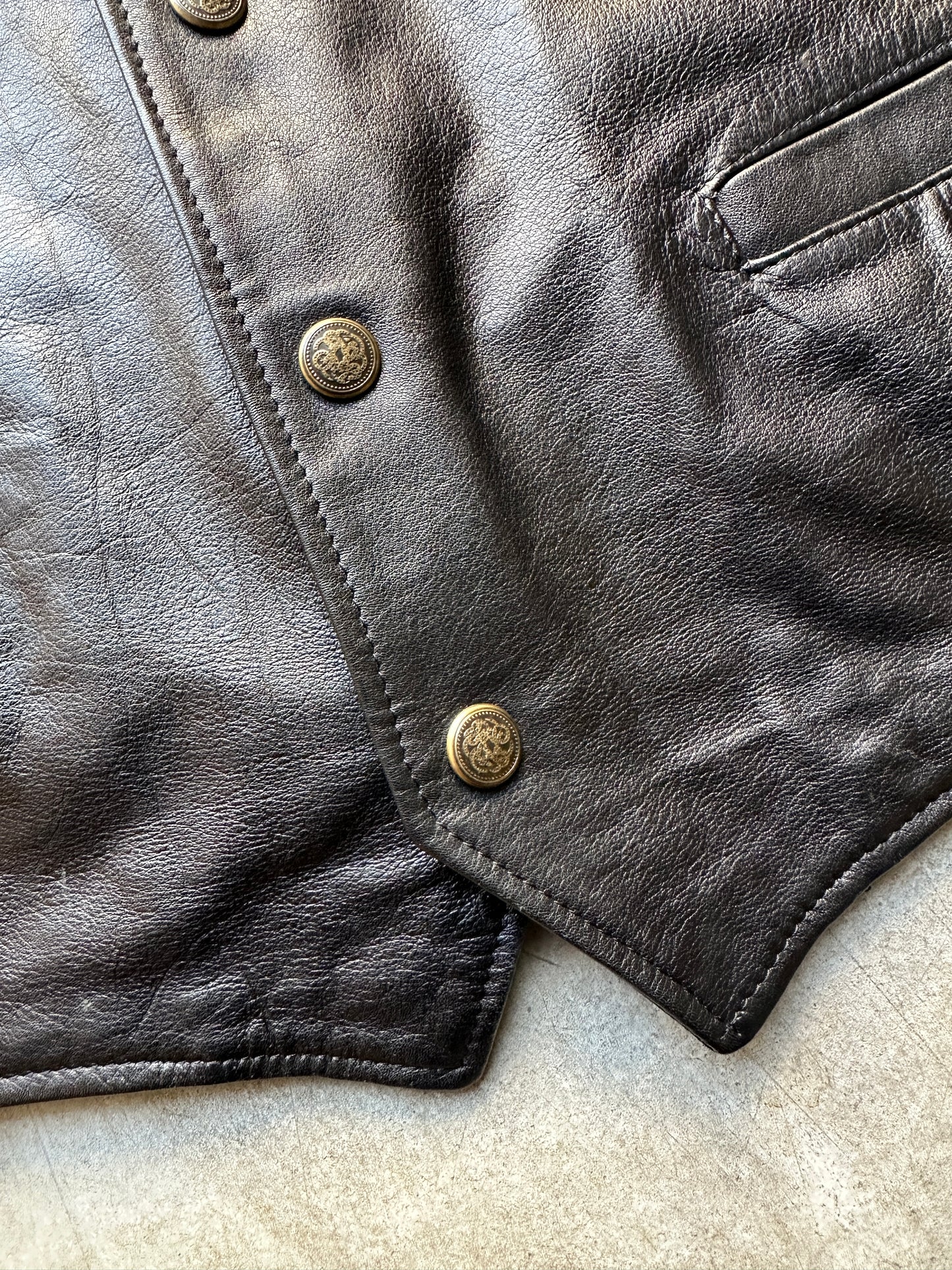 1990's BLACK LEATHER VEST