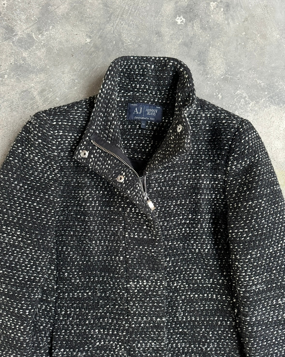 00s ARMANI JEANS BOUCLE' SNAP BUTTON COAT