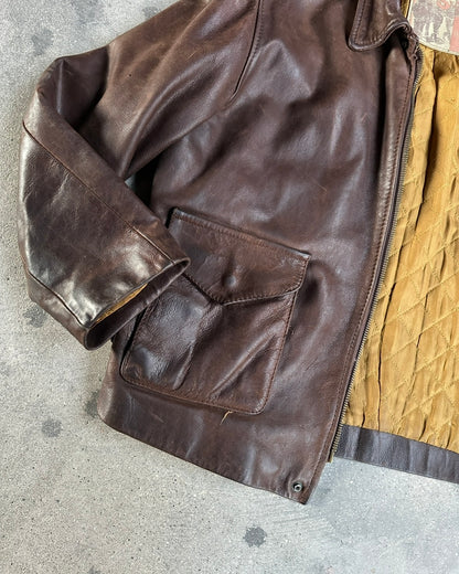 1980's VINTAGE LEATHER BROWN JACKET