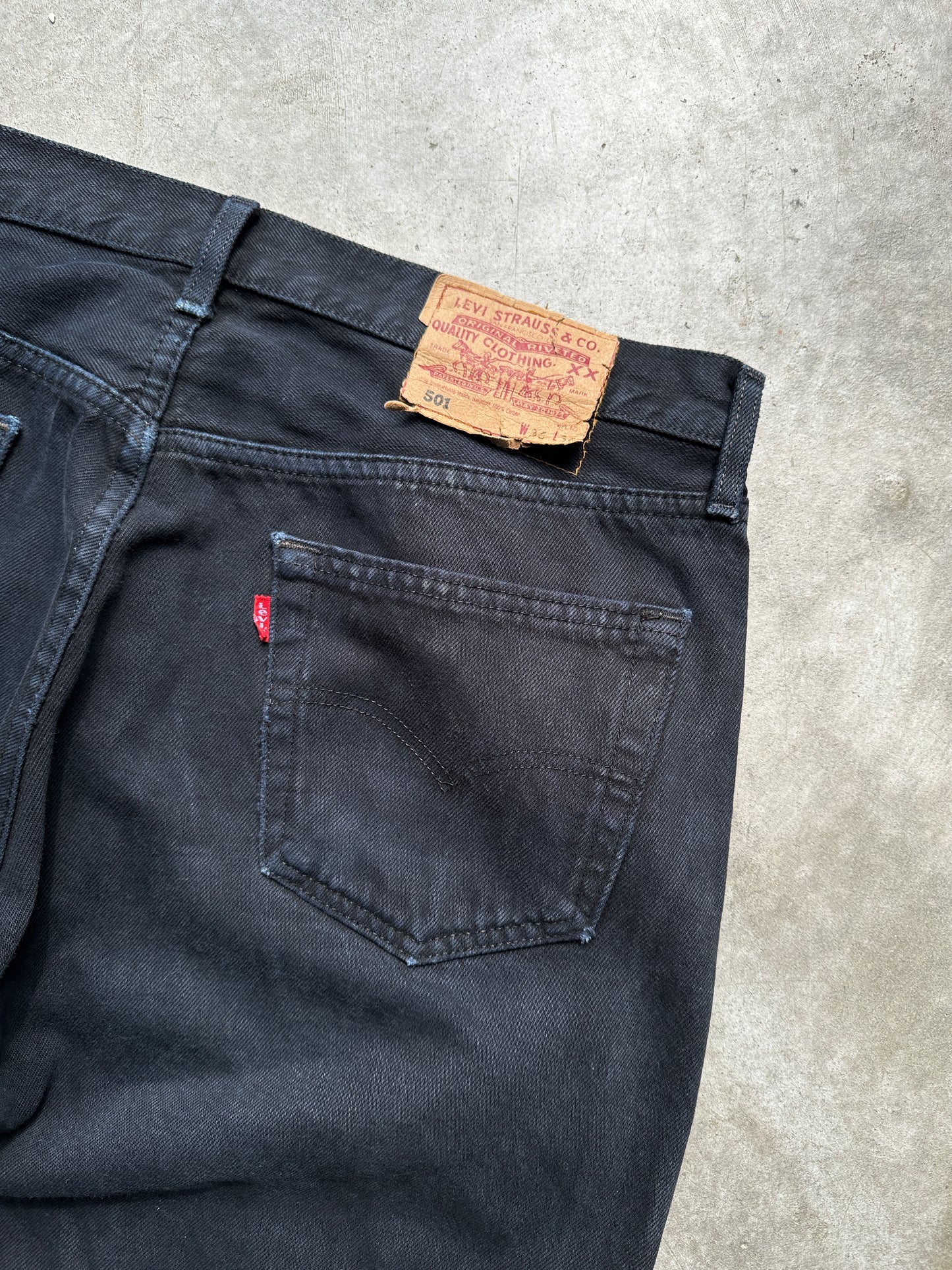 LEVIS 501 BLACK DENIM 36/36