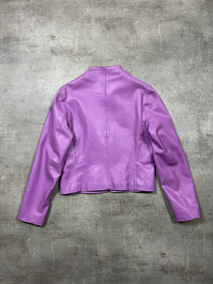 90s PINK LEATHER JACKET CROP