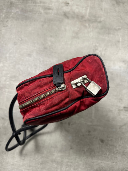 1990s PRADA RED NYLON SHOULDER BAG