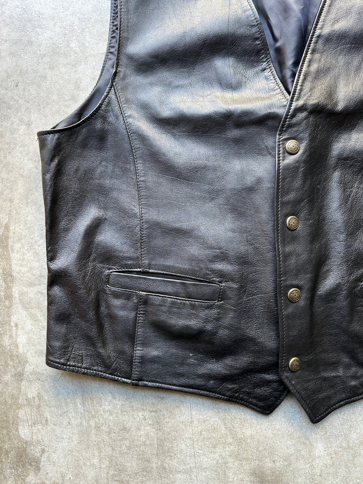 1990's BLACK LEATHER VEST