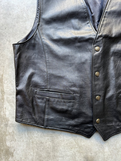 1990's BLACK LEATHER VEST